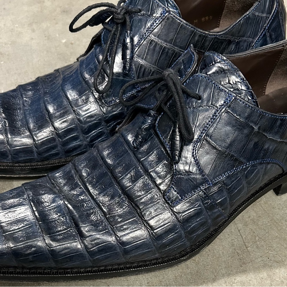 Men's Blue Crocodile Leather Dress Shoes